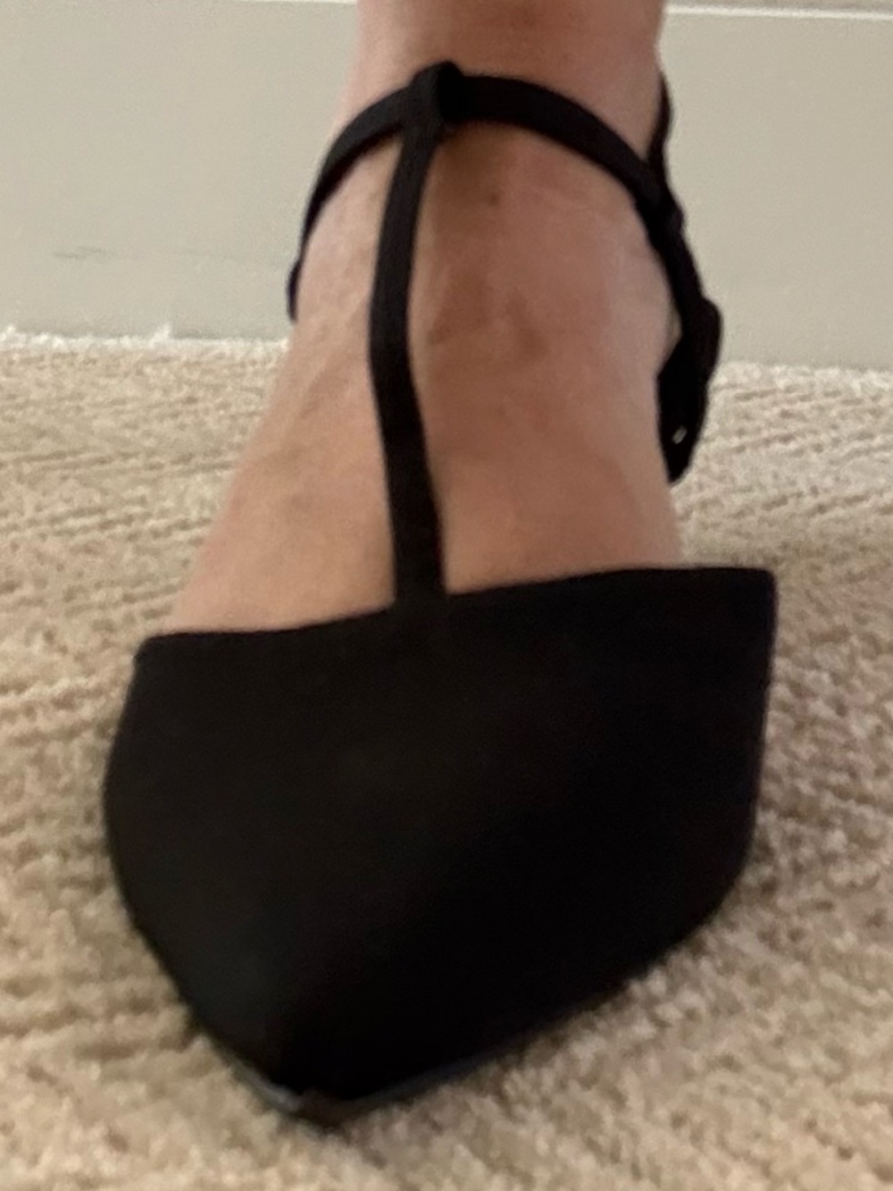 Anne Klein Black T-Strap Pointed Kitten Heel Pumps - Picture 2 of 4